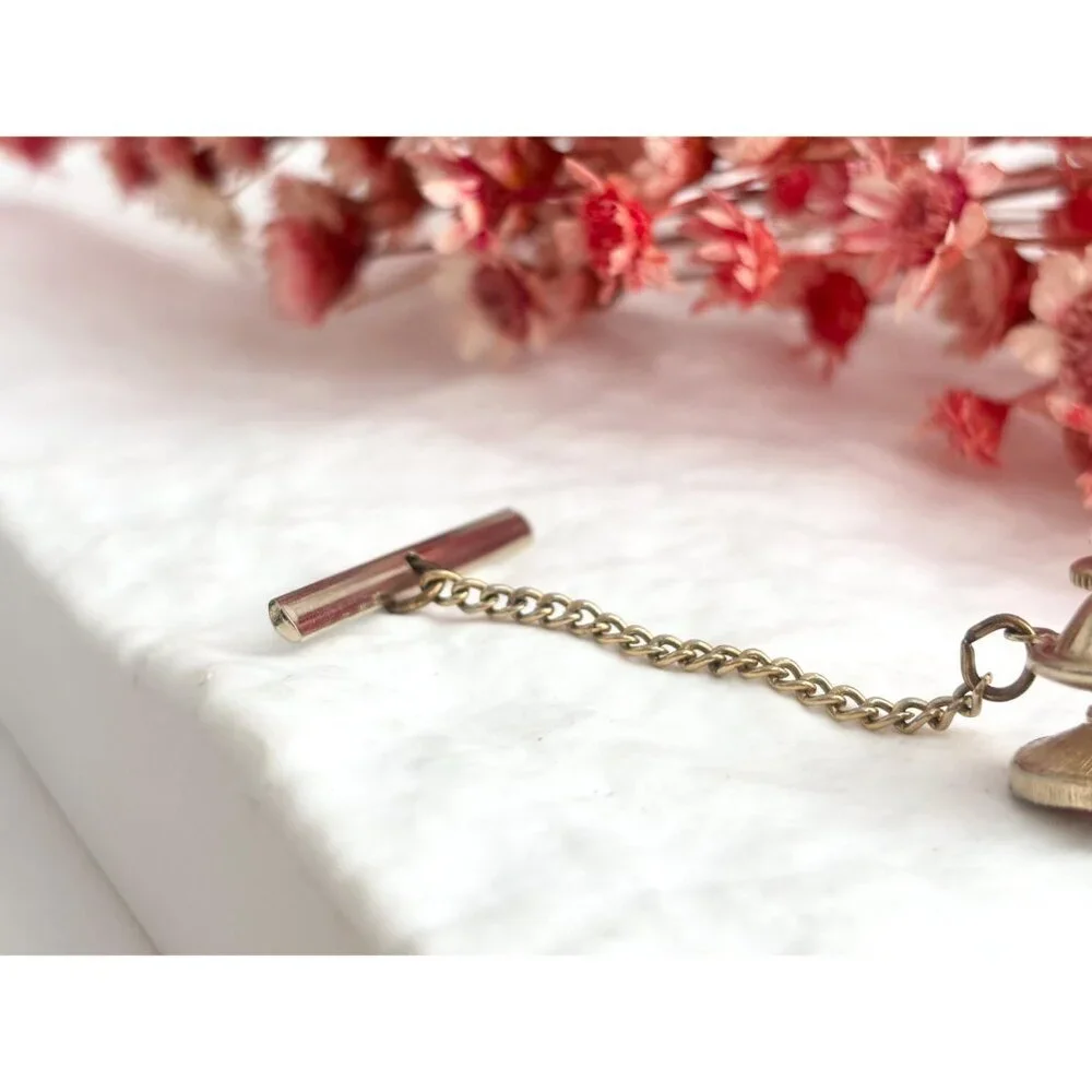 Ombre Orange & Red Rhinestone Gold Toned Vintage Men's Tie Tack